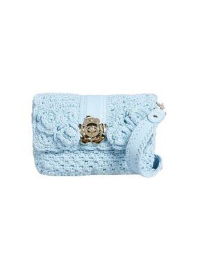 Ted Baker London Maglila Knitted Crochet Mini Crossbody Bag Cornflower Blue Boho